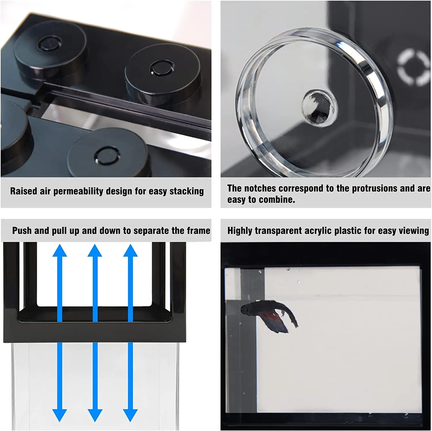[Elosung] Mini Aquarium Betta Fish Tank - USB LED Lighting, Small Aquarium Office Viewing, Transparent Acrylic Fish Tank