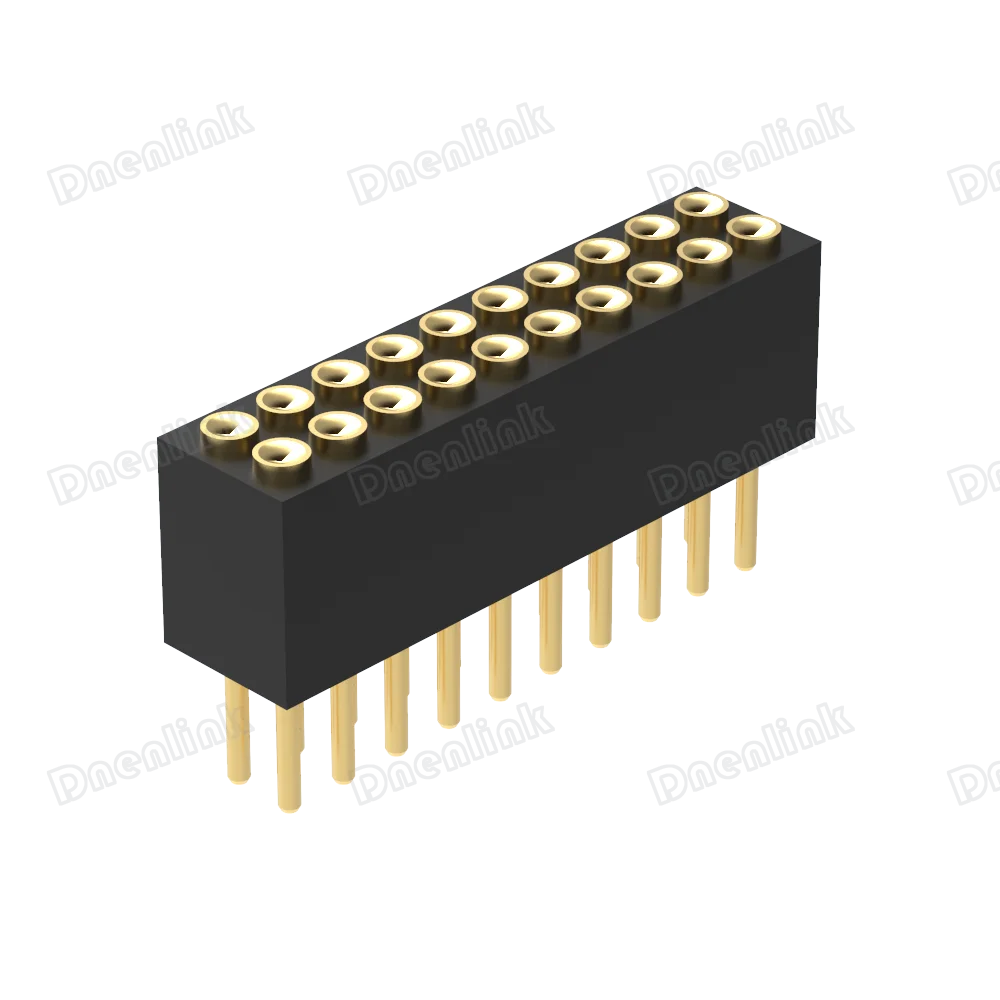 Dnenlink 1.27mm pitch Double Row H4.0mm Straight DIP Concave Bottom Type Female Pogo Pin Connector