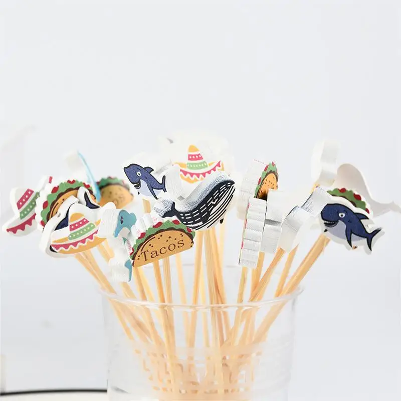 Cocktail Umbrella Bamboo/Wood Toothpicks Cupcake Toppers Cocktail Picks Party Supplies Decorative Cocktail Toothpicks