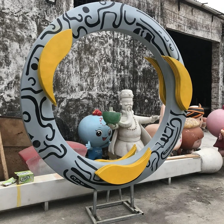 Стекловолоконное кольцо totem, золотые рыбки, круглые золотые рыбки, Художественная Скульптура, наружная Ландшафтная Скульптура по индивидуальному заказу