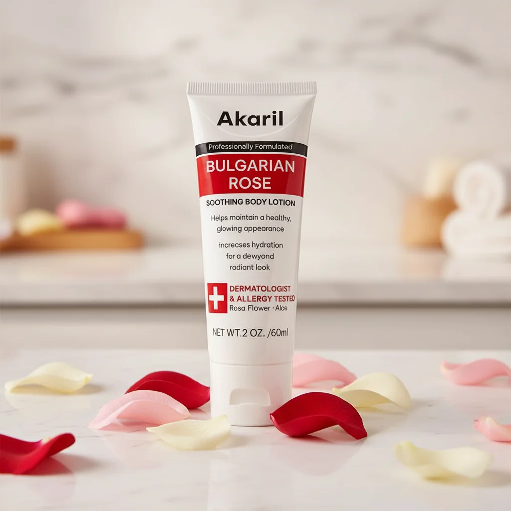 60 мл успокаивающего лосьона для тела с болгарской розой протестированного дерматологами экстрактом розы и алоэ профессиональная формула.