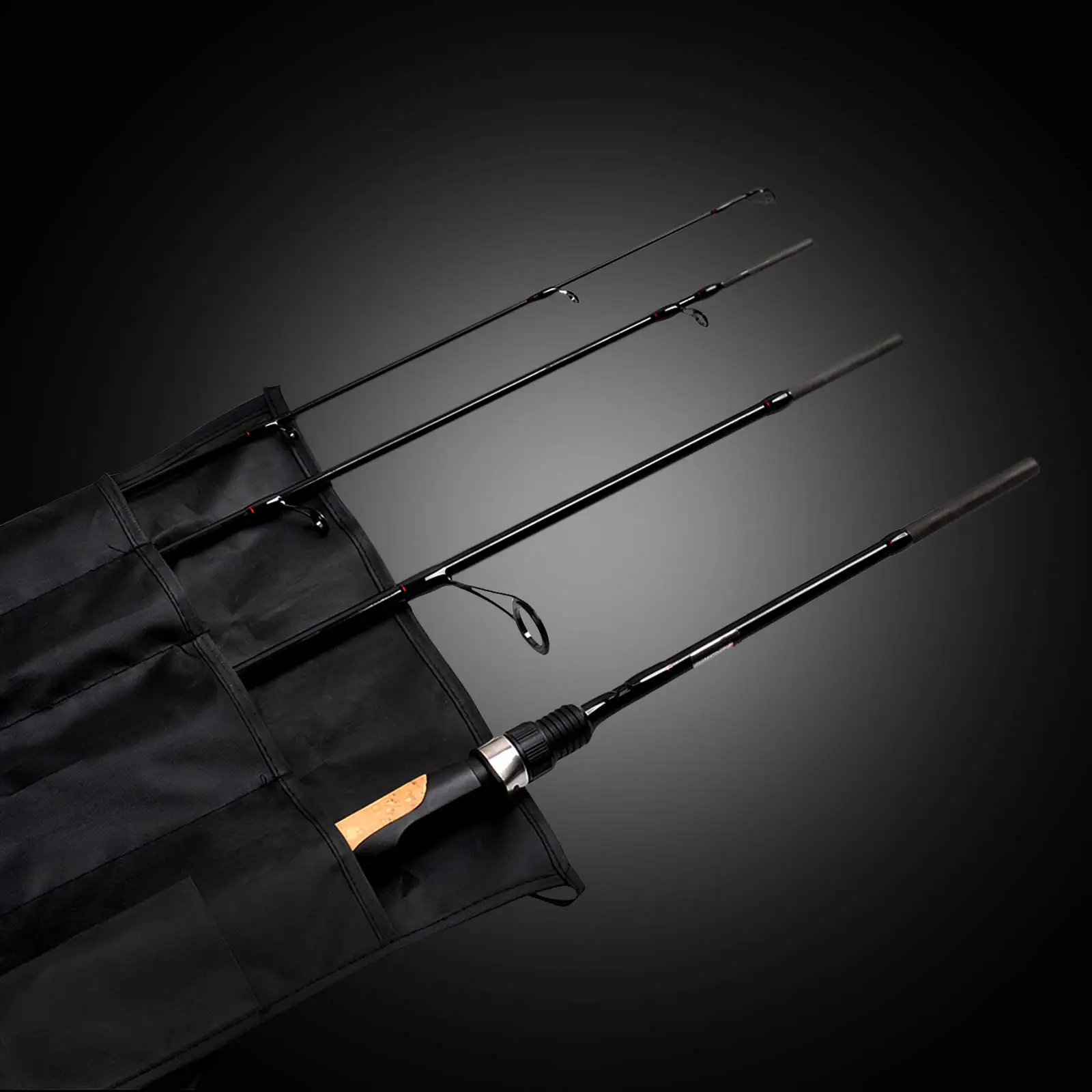 OEM ODM China 4 Section travel portable carbon fiber spinning sea adjustable length fishing rod pole spin olta Penyiaran