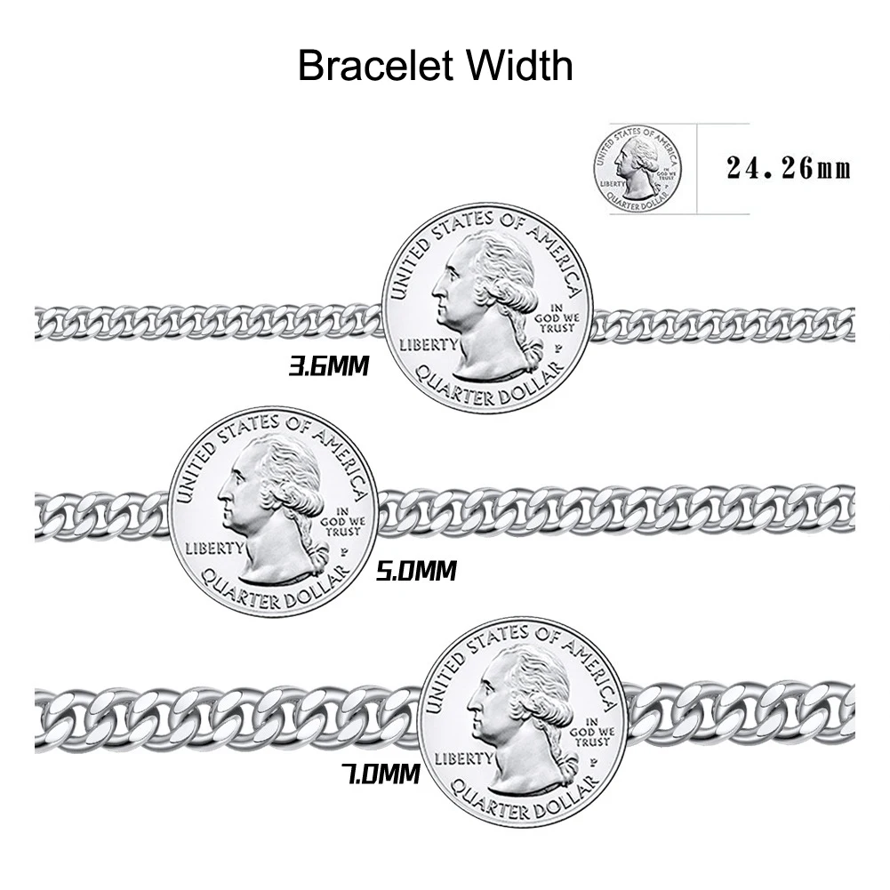 R.Gem. Italian Cuban Link Curb Chain 925 Sterling Silver Bracelet for Men Women