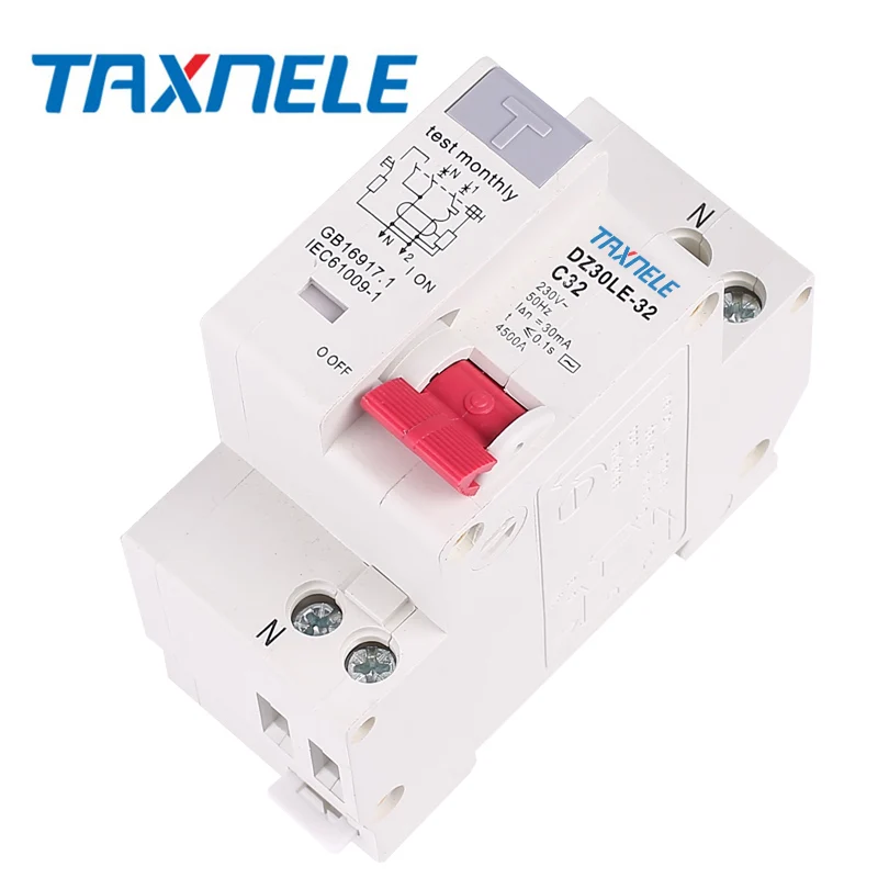 
DZ30LE-32 DPNL 230V 1P+N Residual current Leakage Circuit breaker with over and short current Leakage protection RCBO MCB 