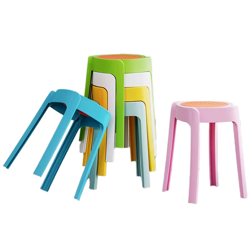 Nordic Modern Design Plastic Stool Oak Windmill Chair with Rattan-Like Finish Stackable Household Dining Table for Adults