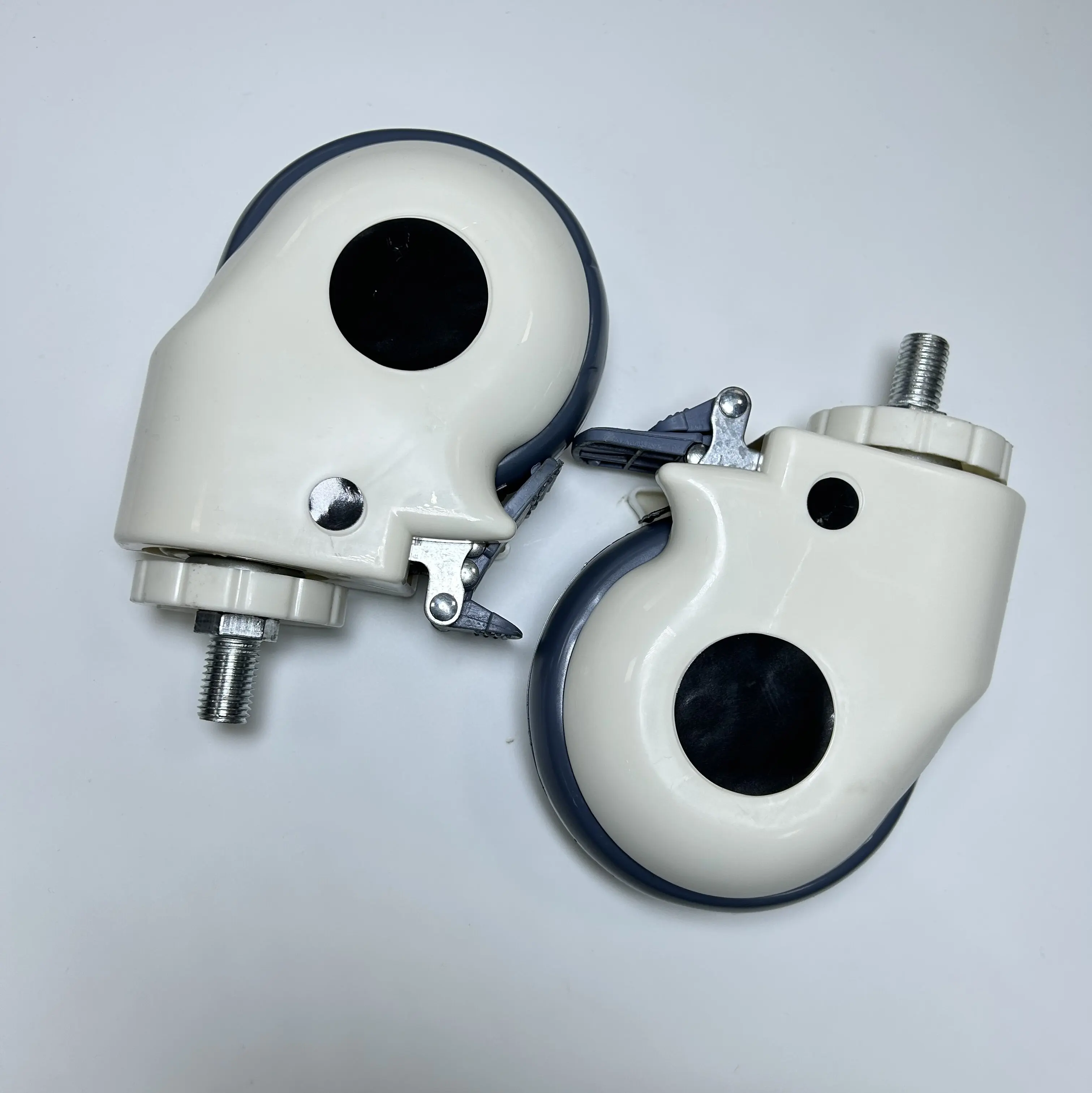 5 inch twin-wheels threaded stem casters medical caster wheels with brake for hospital bed