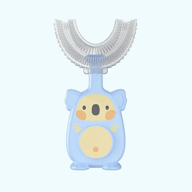 New Design Food grand silicone Baby Kid Cartoon Animal U Shape Toothbrush For Children