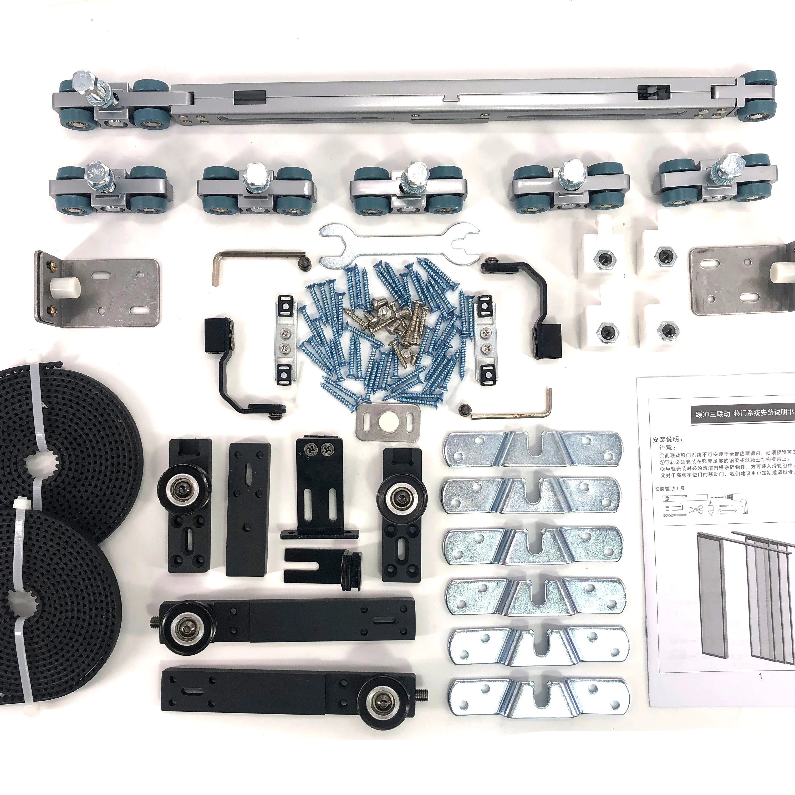 three  doors soft close   synchronized symmetrical wooden sliding doors hardware