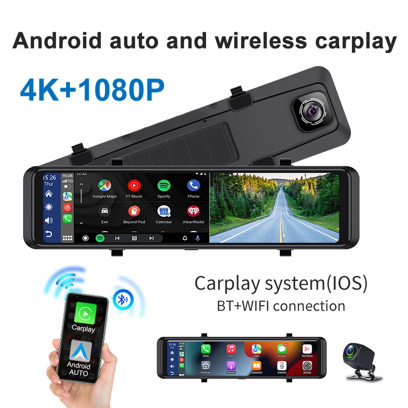 4K UHD 2160P Carplay Автомобильный видеорегистратор Android