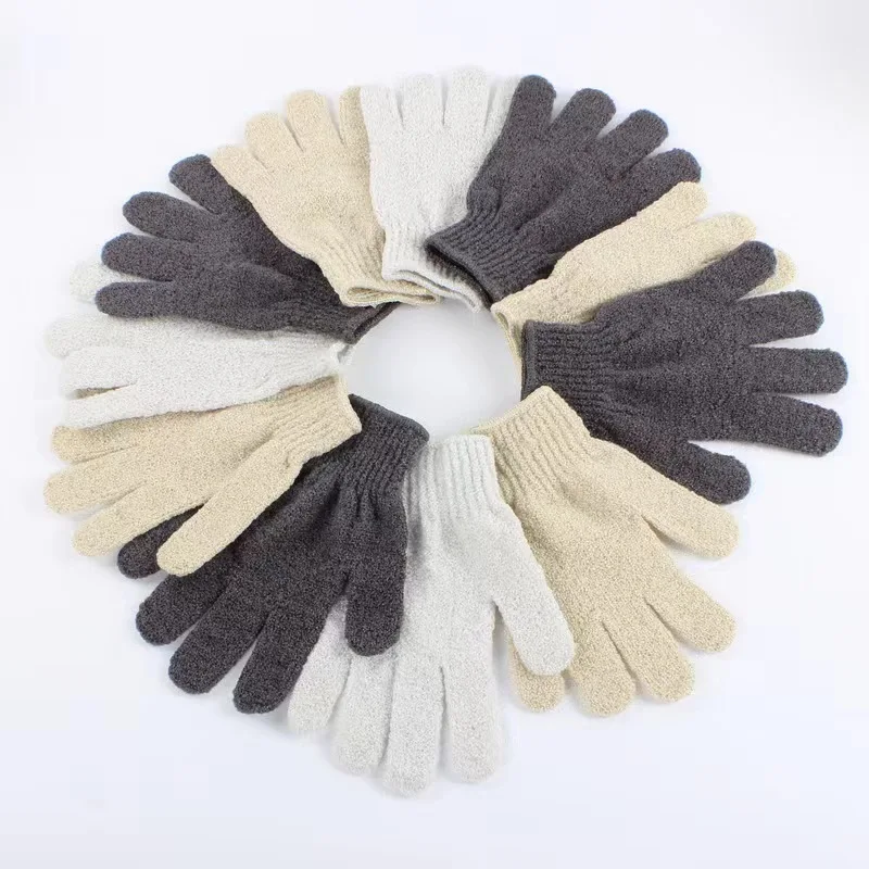 Eco Friendly Bamboo Charcoal Bath Gloves Soft Mesh Body Exfoliating Brushes Glove Mitt