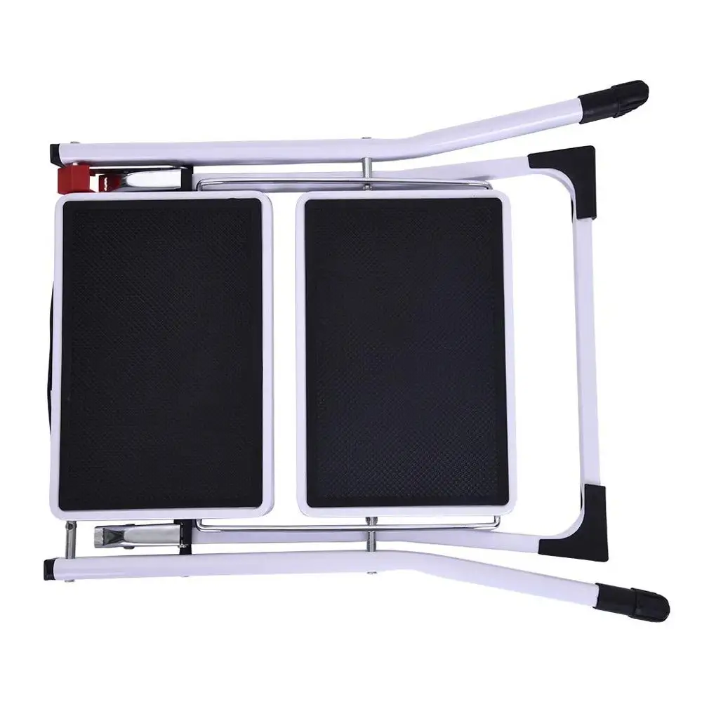 2 Step Ladder Folding Step Stool Steel Ladder Sturdy and Wide Pedal Mini-Stool