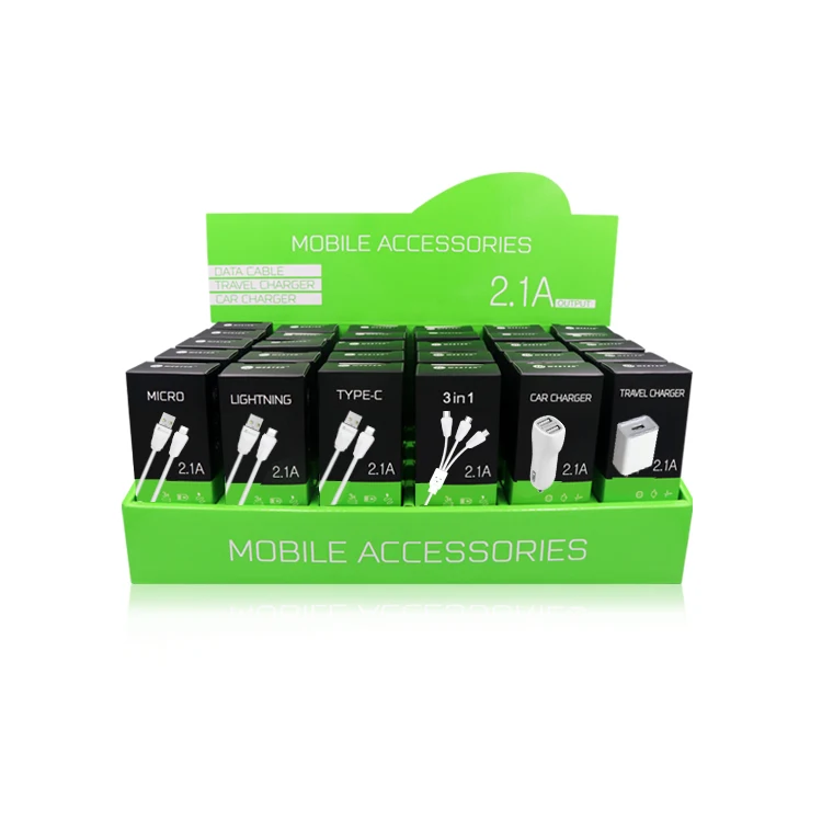 
wholesale PDQ display box packing cell phone use usb charging cable mobile phone accessories charger cable 