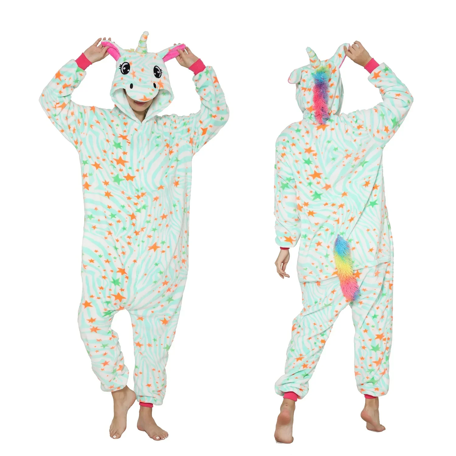 Flannel Unicorn Pajamas One-piece Pajamas Cartoon Animal Onesie Party Cosplay Pyjama  Animal Costume Pajamas