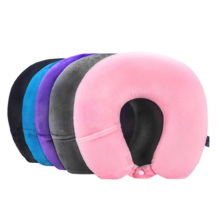 Adult Cozy Soft Velvet Fabric Hygroscopic 100% Pure Memory Foam Neck Pillow