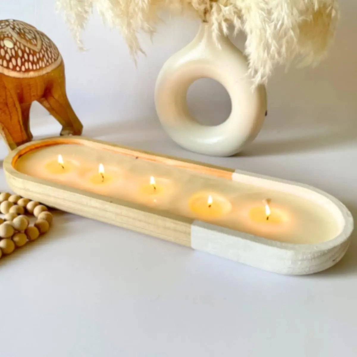 Dough Bowl Candle  Lavender Soy Candle - 2 Wick Candle Essential Oil Wax Melts, Rustic Farmhouse Decor Odor Eliminator