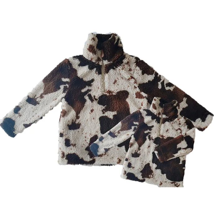 Factory Direct Sale Winter Family Matching Outfits Mommy and Me Cow Gain Printed