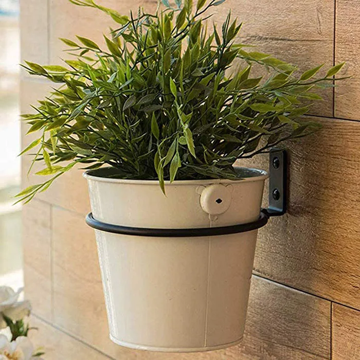 6 in black metal wall mounted flower pot ring bracket holders over the rail fence flowers plant holder balcony hanging brackets