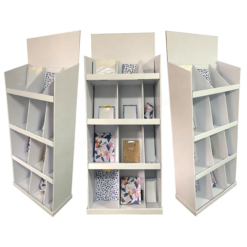 Популярный гофрированный грузоотправитель на заказ картонная книга картонная напольная выставочная стойка