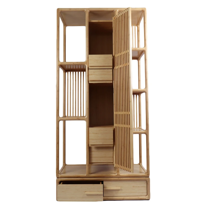 2021 Living room simple and creative natural wood tea cabinet Chinese style wardrobe