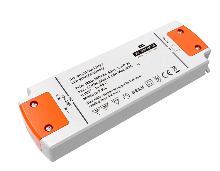SP50-VFT RTS  utra-thin power supply input 200-240V 12V 24V 50W IP20 slim constant voltage isolated triac dimmable LED driver
