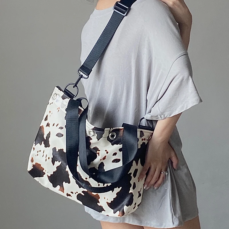 high quality Niche design cow pattern large-capacity handbag INS hot one-shoulder diagonal large bag tote bag