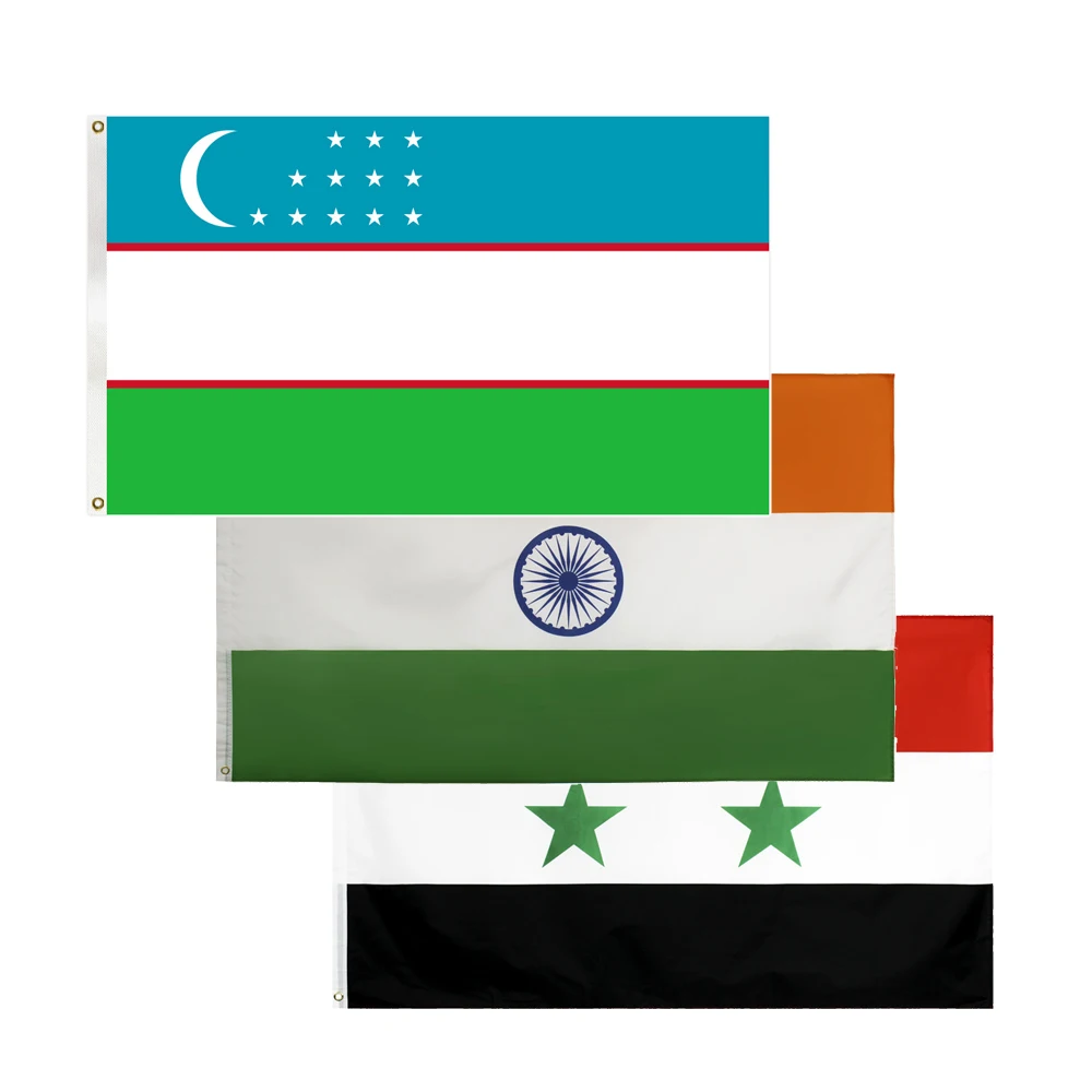 Wholesale Outdoor Custom Polyester Fabric Material 3x5 ft Country Libya Syrian Uzbekistan India national Flag