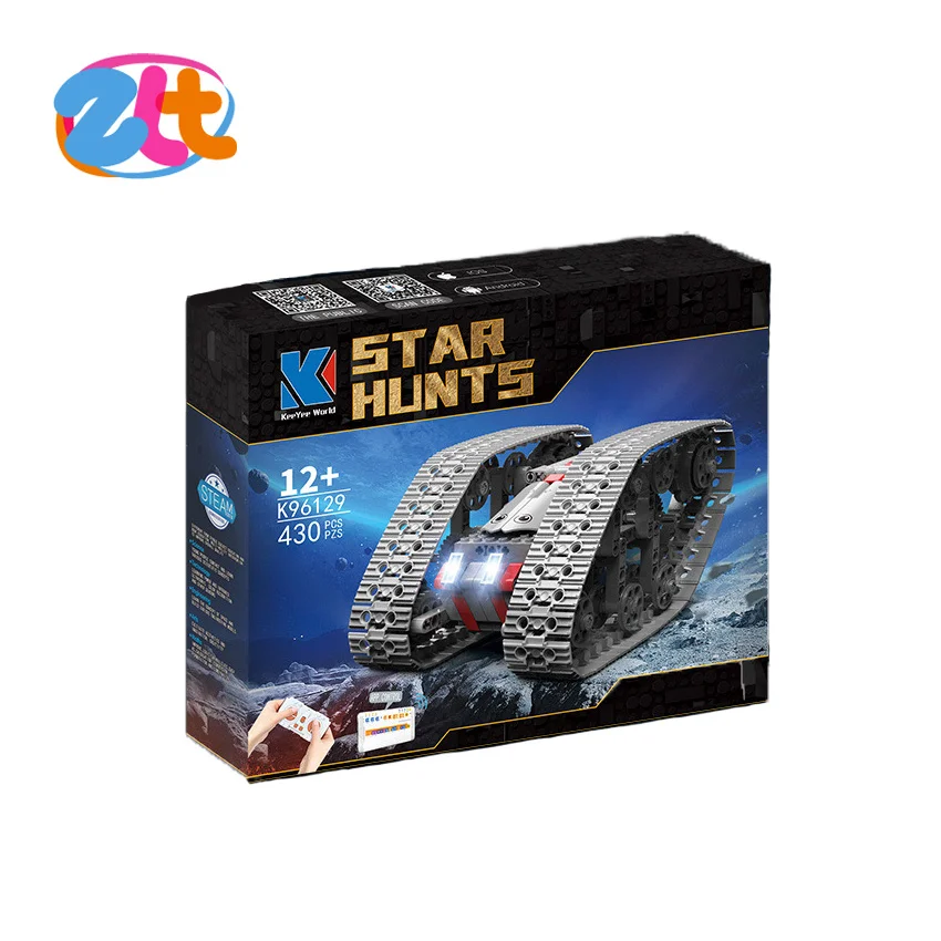 2.4Ghz Crawler 4WD Double Side Drive Plastic Car Building Block Tank Programming Stem 360 Degree Rotation For Kids