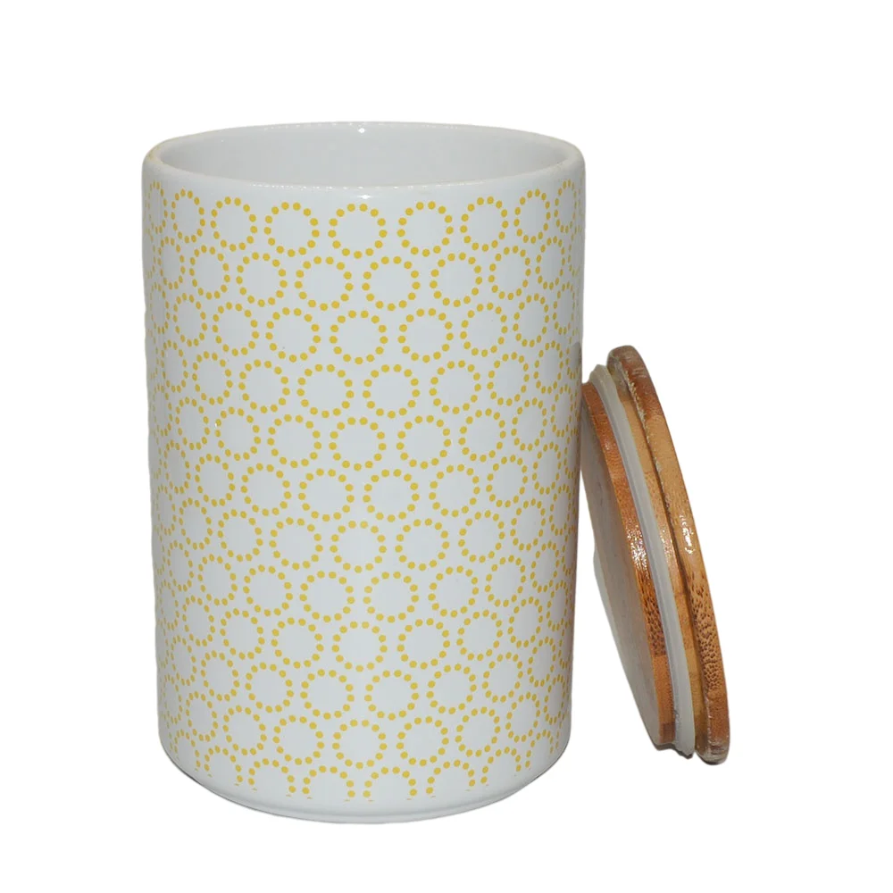 Golden rhombus pattern cookie jar coffee canister custom ceramic kitchen container set