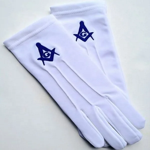 100%  Cotton pure white custom  Masonic Regalia Gloves