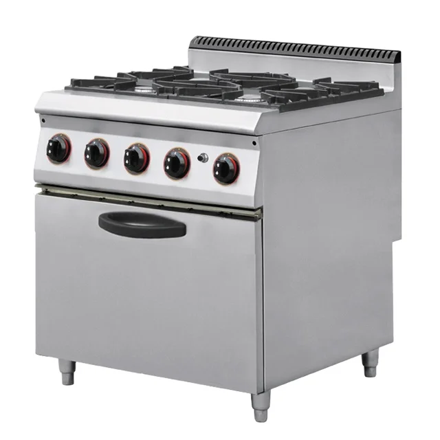 Кухонное оборудование газовая плита из нержавеющей стали с 4 горелками для приготовления пищи духовкой