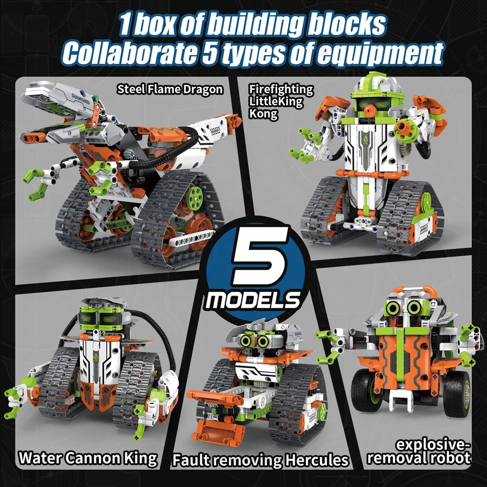 5 in 1 APP programming rc robot toy building blocks set 2.4G remote controlled electric building blocks toy science building kit