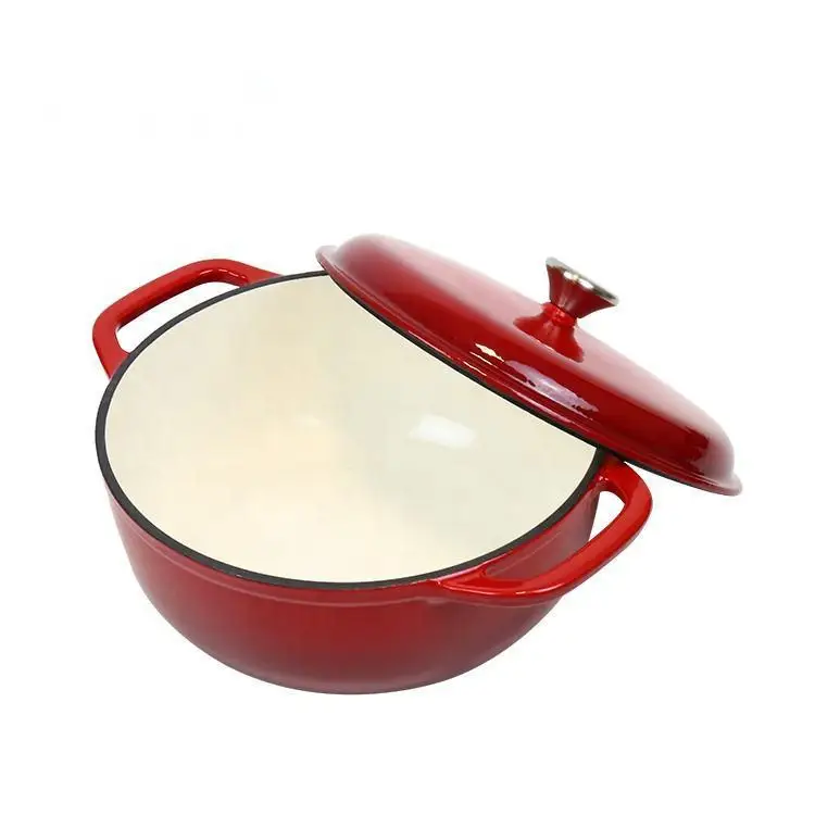 Nordic Design Red Cast Iron Dutch Oven Sustainable Kitchen Metal Feature