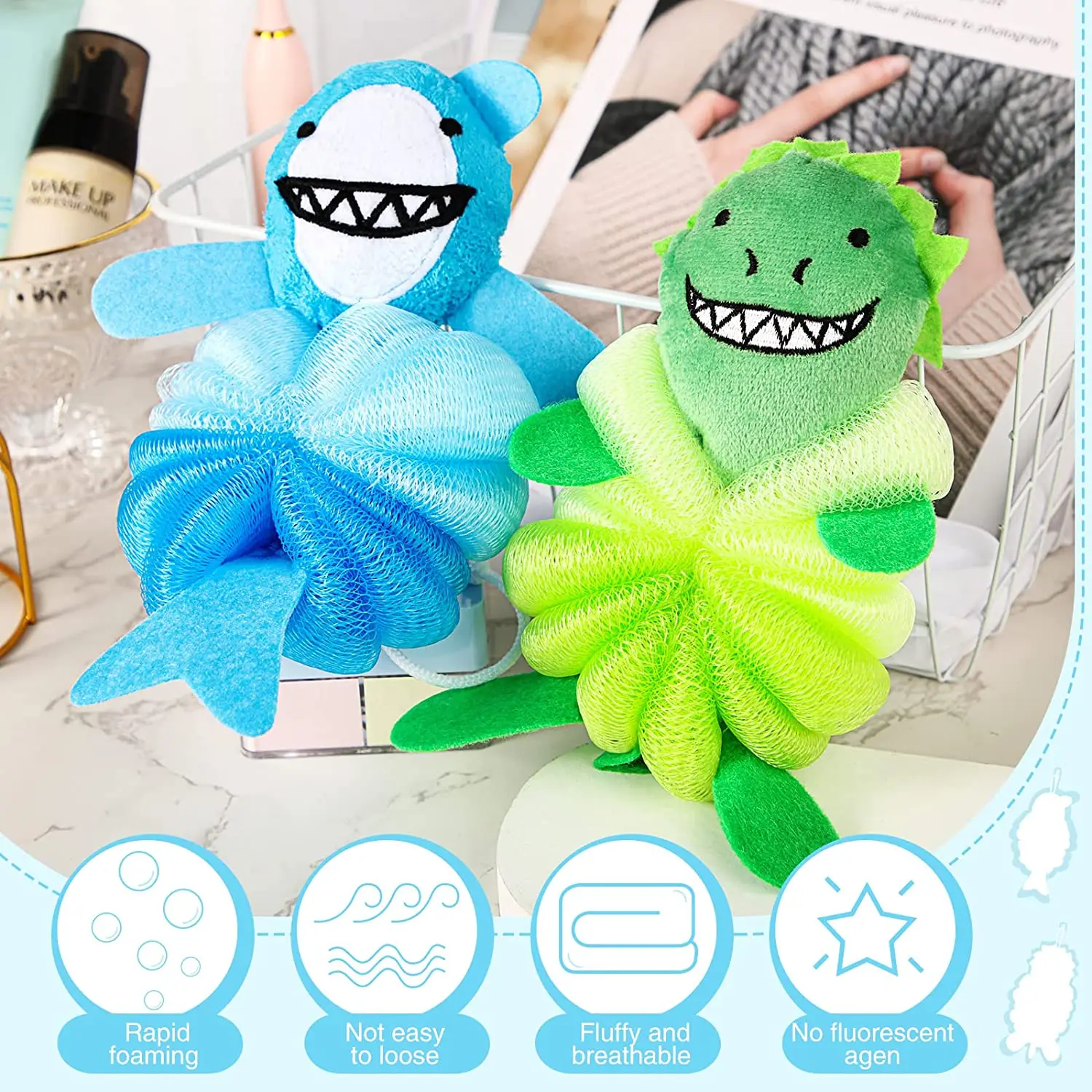Animal Bath Loofahs Kids Cartoon Body Exfoliating Scrubber Cute Sponges Fish Shape Bathing Sponge