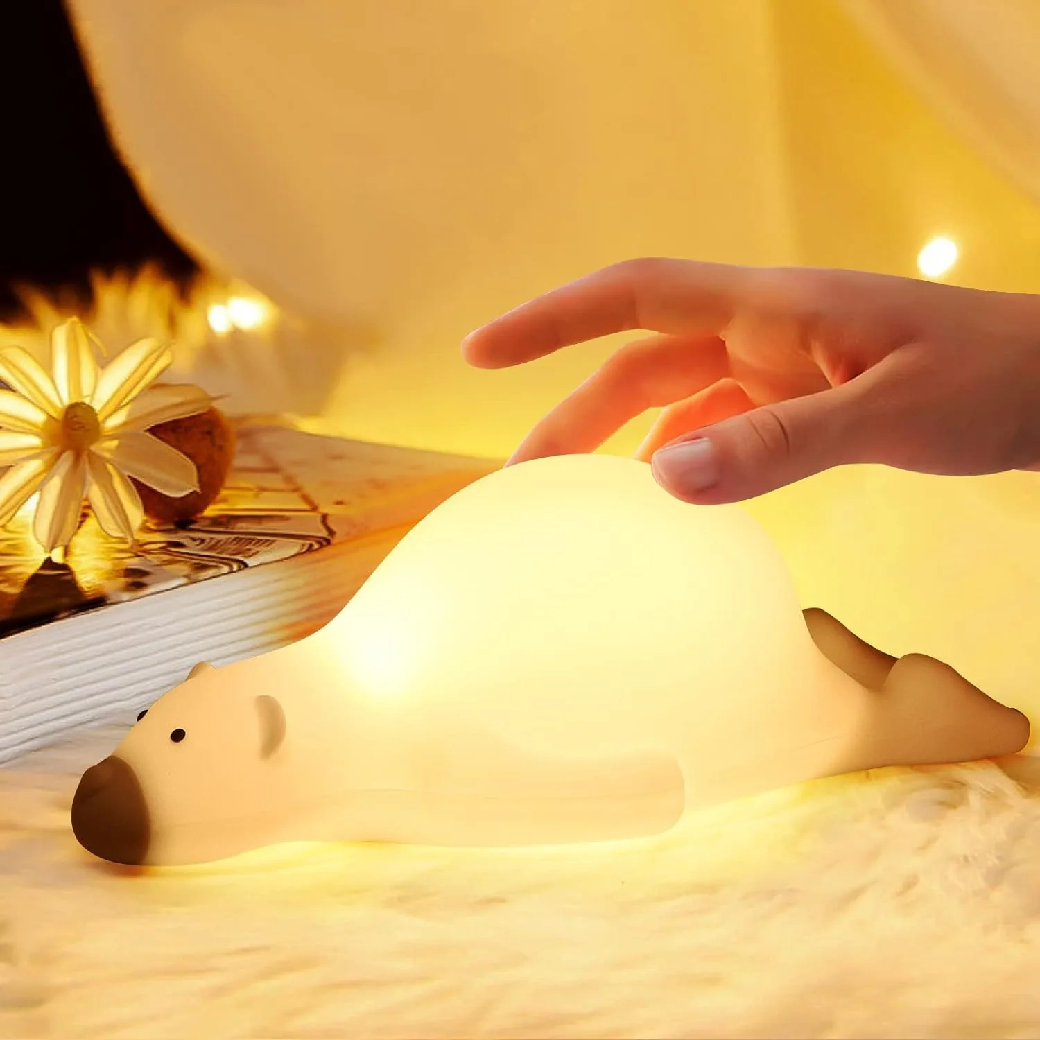 Cute Silicone Small Usb Baby Sensor Night Light Rechargeable Stuffed Animal Duck Night Light Lamp For Kids Room