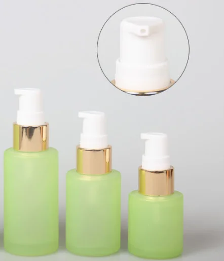 
wholesale frosted green 20ml -120ml cosmetic glass package / cream jar /glass bottles set and jars 