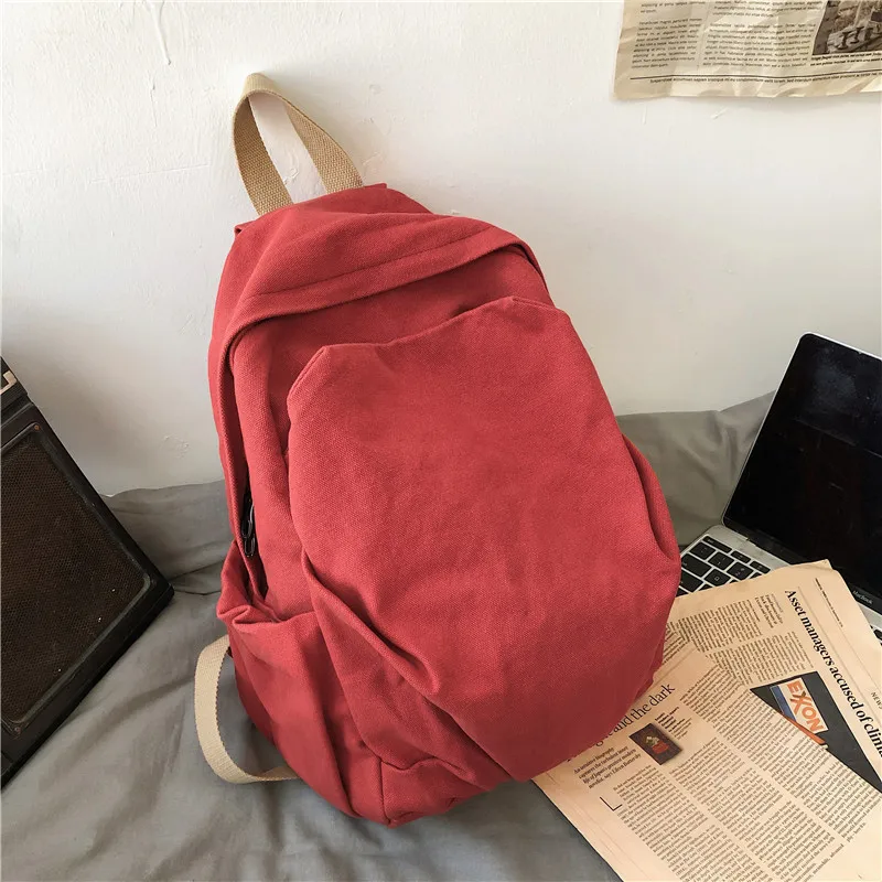 Simple Blank Back to School Backpack Schoolbag Canvas Travel Bag Vintage Green Aesthetic Backpack Women Travel Canvas Backpack