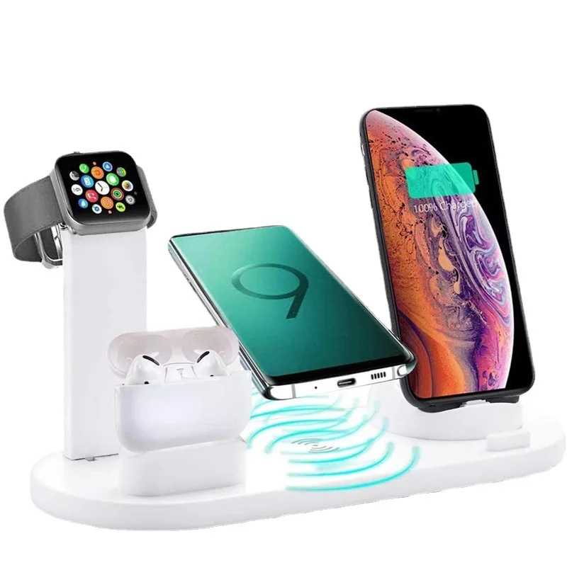 Amazon Best Seller Product Fast Qi Phone 6 in 1 Wireless Charger multifunction type c Micro USB for apple iPhone AirPods IWatch