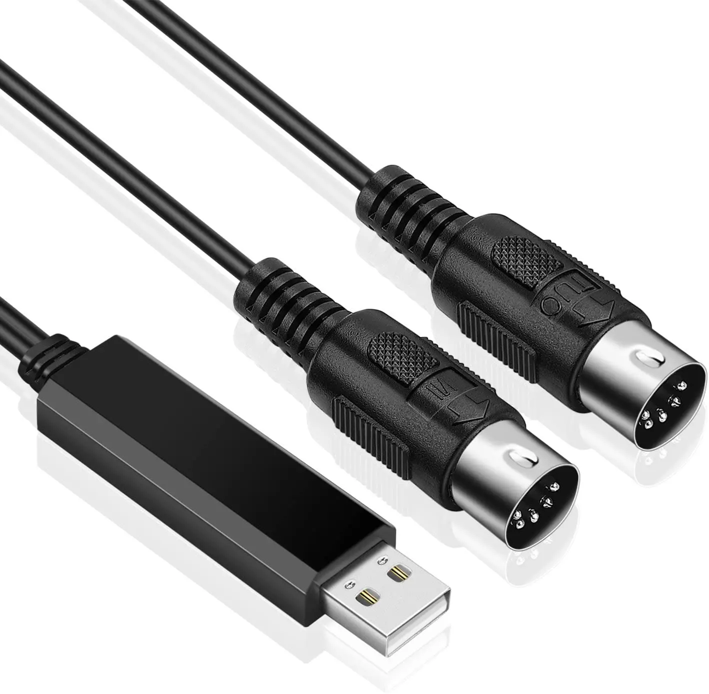 Midi to USB Cable Interface Converter Cord For Keyboard Synthesizer Piano Instrument to Mac Computer PC Windows Laptop Music Stu