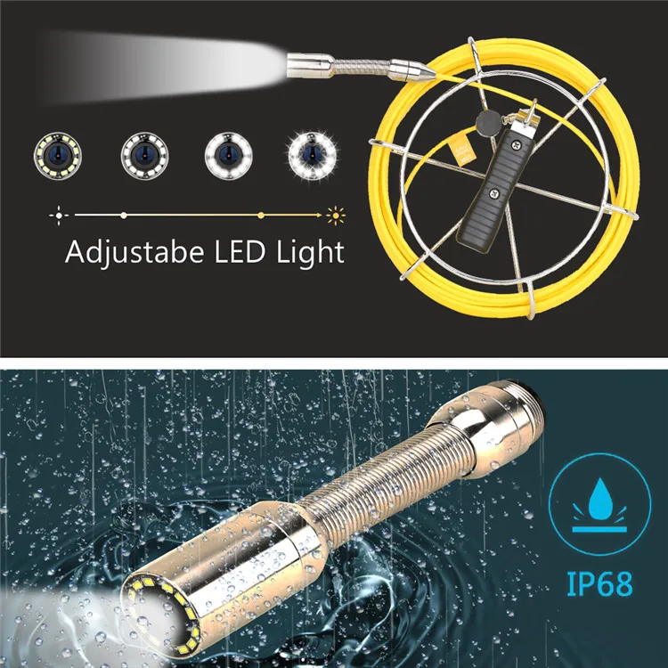 10 inch monitor 40M 512hz locator sonde camera pipe inspection Industrial Endoscope drain sewer Meter Counter camera 22mm