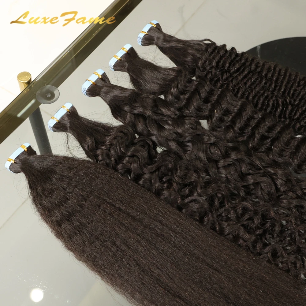 Tape In Hair Extensions 100 Human Hair,Tape Ins Extensions Raw Hair , 100% Virgin Remy Russian Double Drawn I Tip Hair Extension
