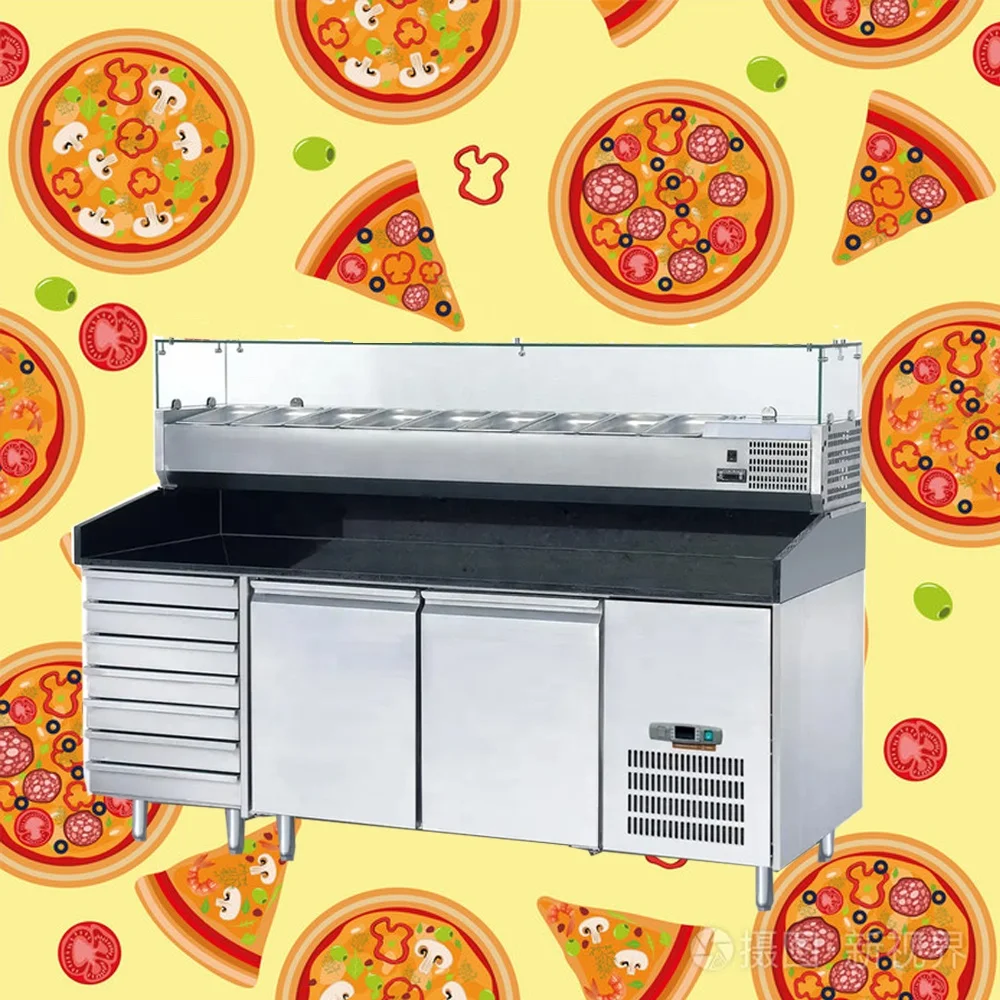 Hot Sales Wholesale 3 Doors Stainless Steel Refrigerated Pizza Work Table Commercial Counter Pizza Prep Table Refrigerator