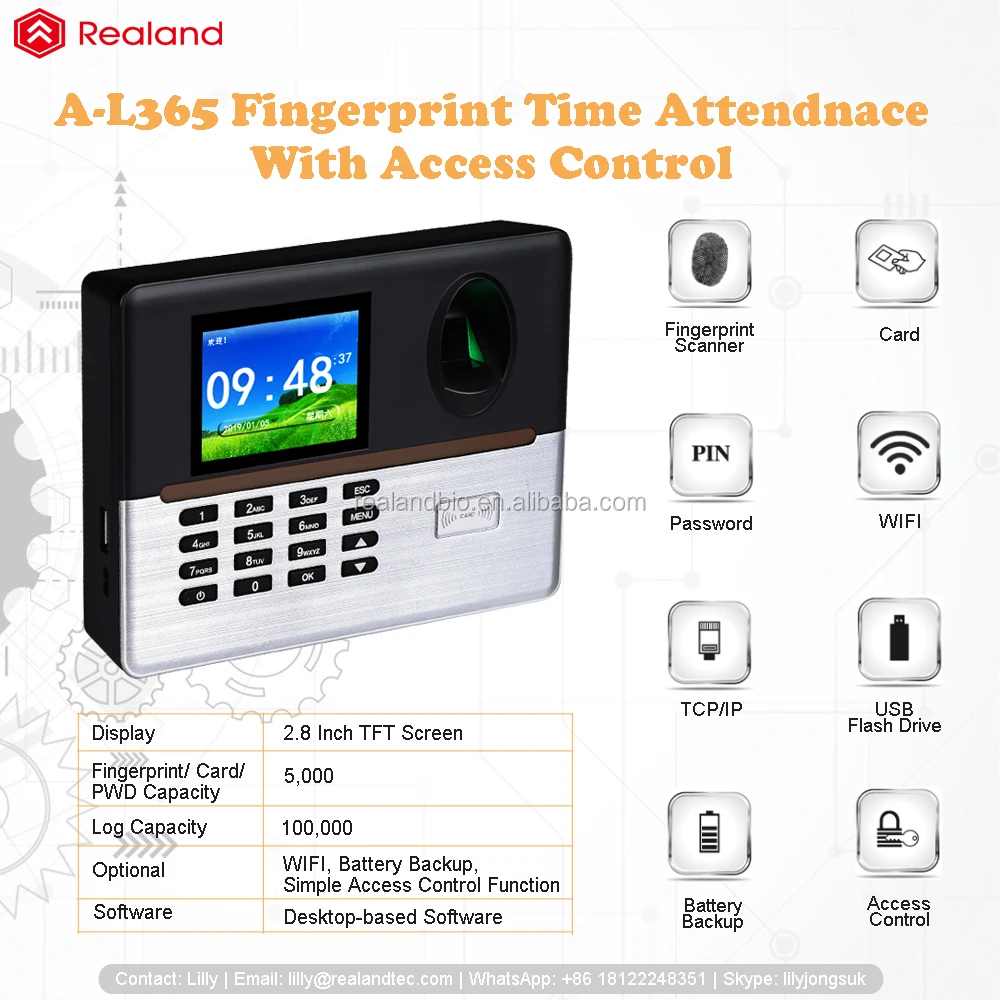 Professional Biometric Fingerprint Password/ ID Card Recognition Wifi Time Attendance System For Office