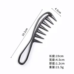 Двухсторонняя расческа мужская с плоской головкой черная тонкая переносная утолщенная Расческа с большими зубцами