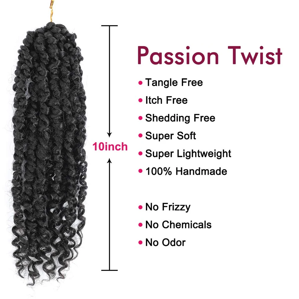 Passion Twist Crochet Braiding Hair Pre Looped Passion Twist Braiding 10 Inch Short Passion Twists Crochet Hair Extensions