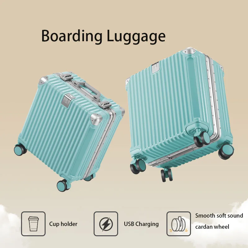 New fashion custom suitcase with universal wheels travel bag front hook ABS luggage