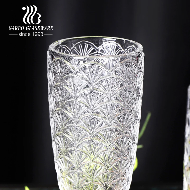 Classic Vintage transparent engraved white red wine champagne glass cups long stem goblet stemware for European country