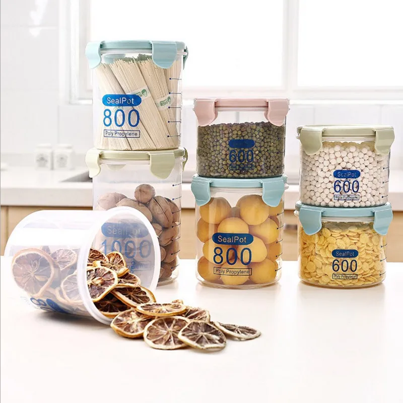 Wholesale Plastic Fridge Dry Food Storage Container Set With Lid Airtight Bulk Sealed Jar Stackable Box For Kitchen Organization