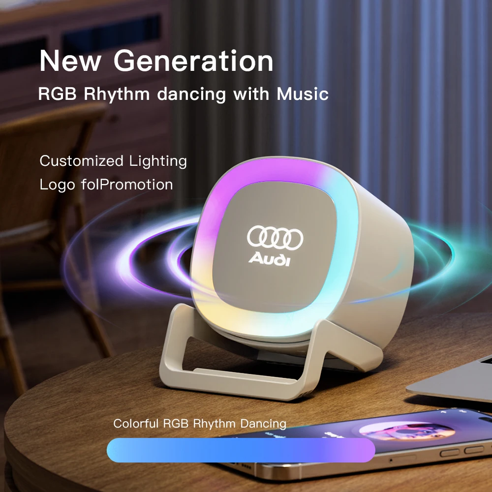 Bluetooth Speaker 15W Wireless Charger Pad Stand Home Loudspeaker Subwoofer RGB Night Light Lamp Fast Charging Station