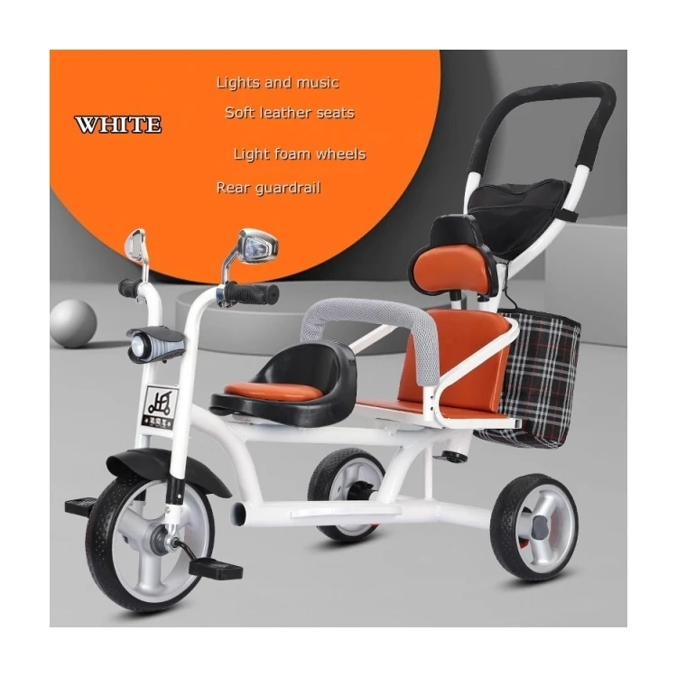 Factory Sales Hummer 2-person Baby Tricycle 2 Row Children Scooter 2 Seat Folding Kids Stroller for 0-6 Years 3 Wheel Kids Bike