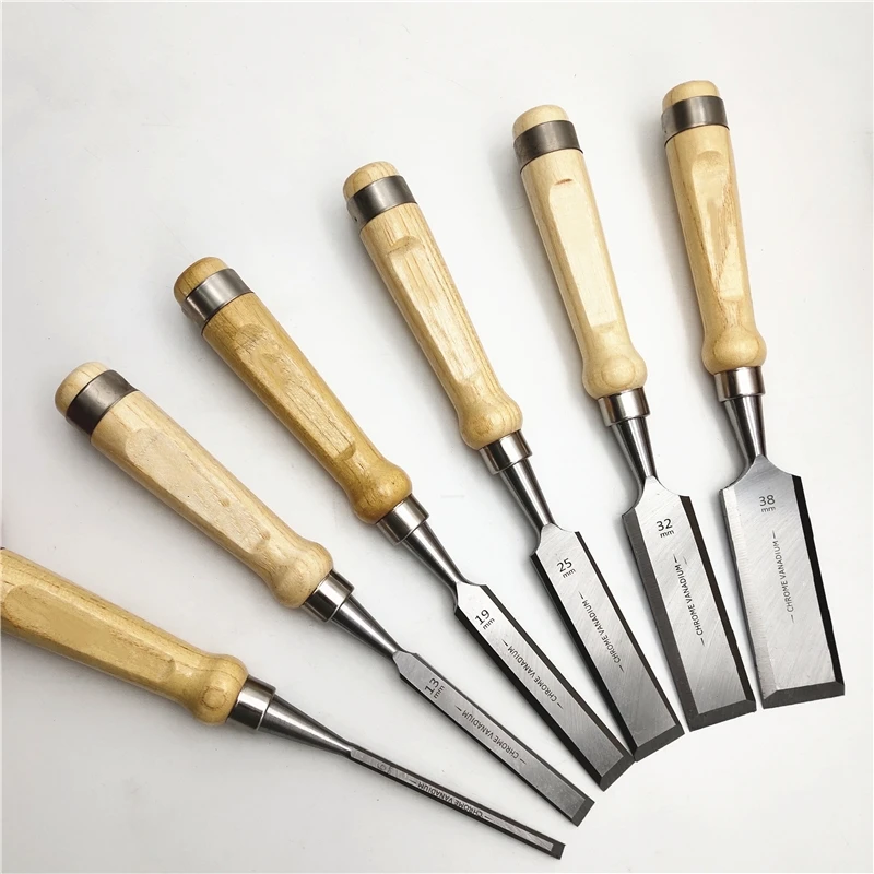 Набор резцов из хромованадиевой стали с деревянной ручкой для деревообработки
